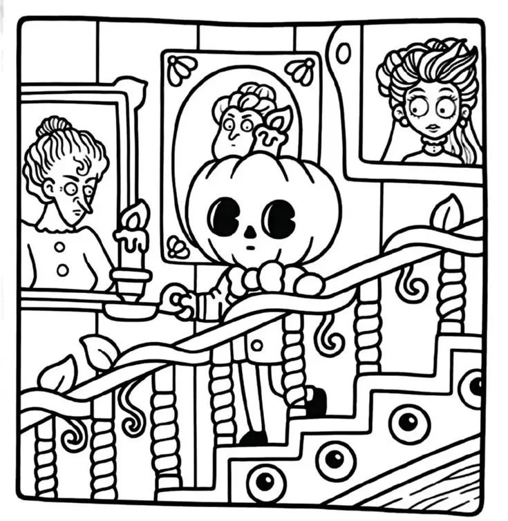 Çocuklar İçin Spooky Cutie Boyama Sayfaları 