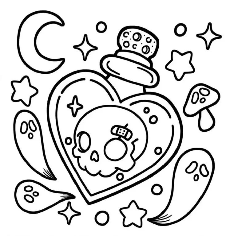 Çocuklar İçin Spooky Cutie Boyama Sayfaları 
