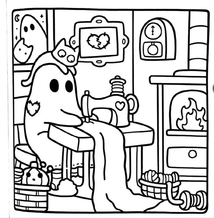 Çocuklar İçin Spooky Cutie Boyama Sayfaları 