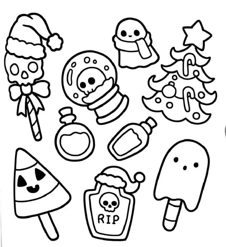Çocuklar İçin Spooky Cutie Boyama Sayfaları 