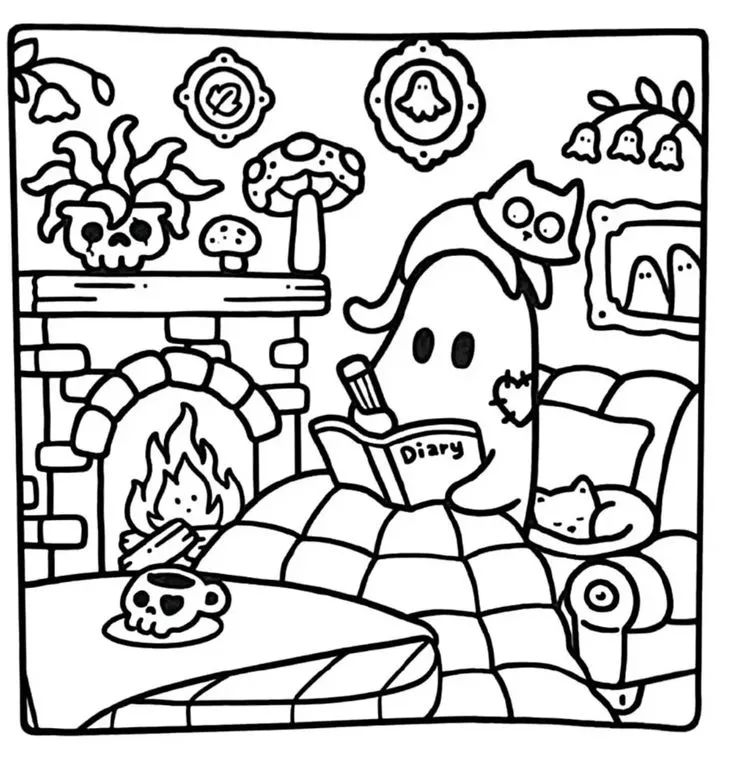 Çocuklar İçin Spooky Cutie Boyama Sayfaları 
