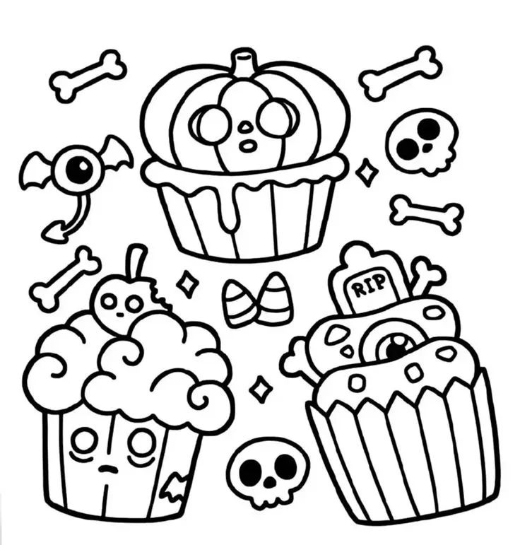 Çocuklar İçin Spooky Cutie Boyama Sayfaları 