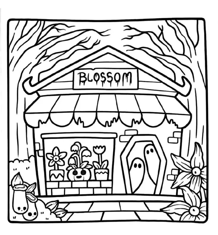 Çocuklar İçin Spooky Cutie Boyama Sayfaları 