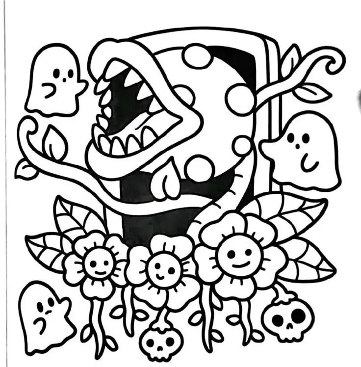 Çocuklar İçin Spooky Cutie Boyama Sayfaları 