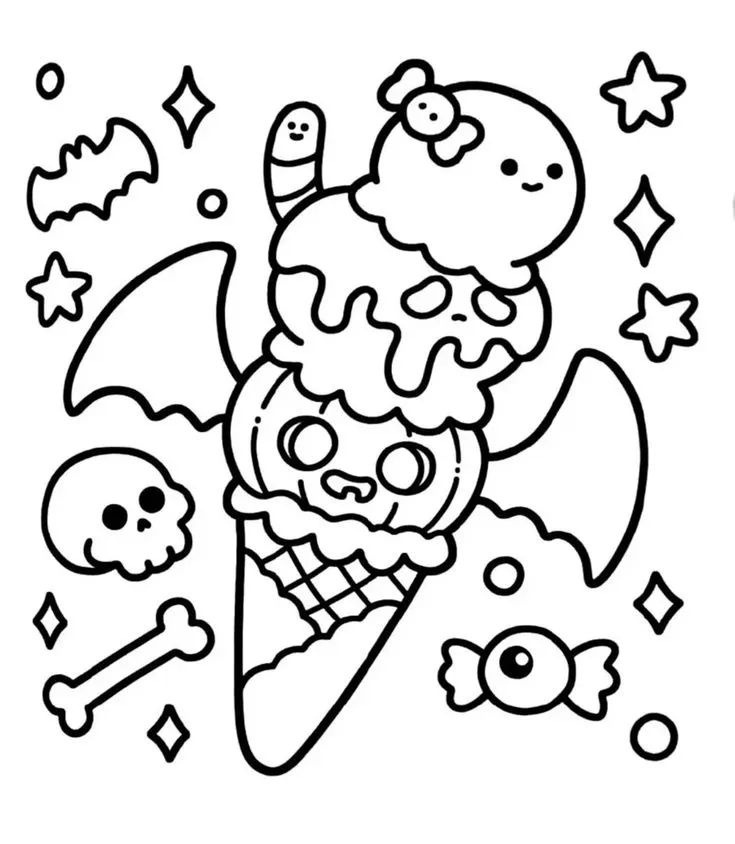 Çocuklar İçin Spooky Cutie Boyama Sayfaları 