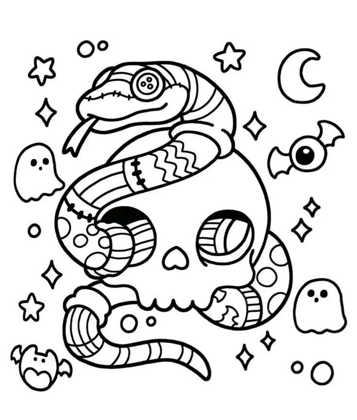 Çocuklar İçin Spooky Cutie Boyama Sayfaları 