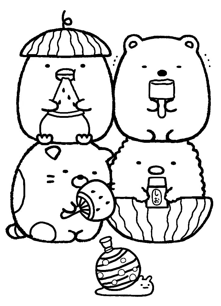 Çocuklar İçin Sumikko Gurashi Boyama Sayfaları 