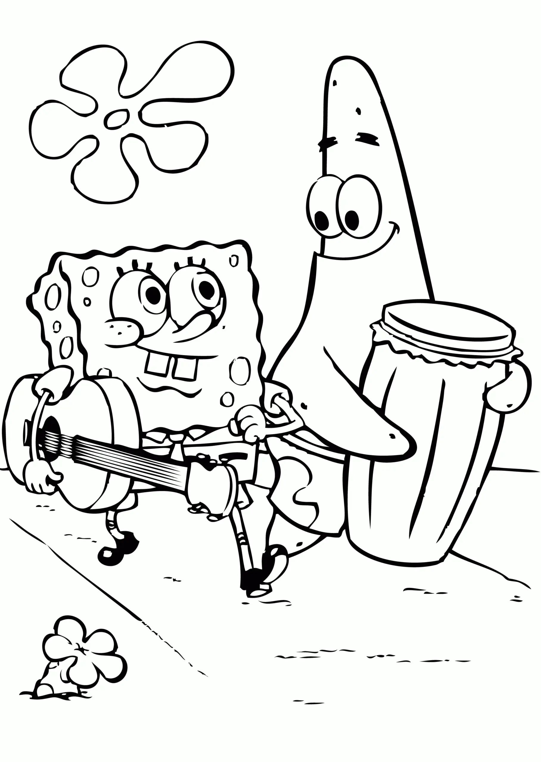 Çocuklar İçin Sunger Bob Boyama Sayfaları 