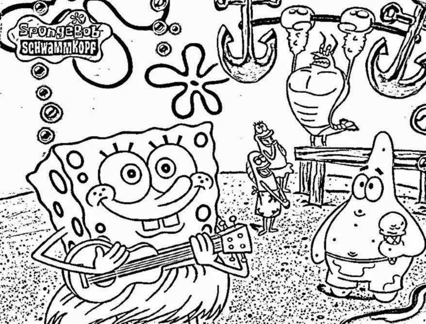 Çocuklar İçin Sunger Bob Boyama Sayfaları 