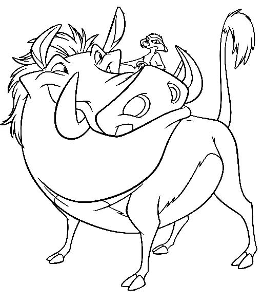 Çocuklar İçin Timon ve Pumbaa Boyama Sayfaları 