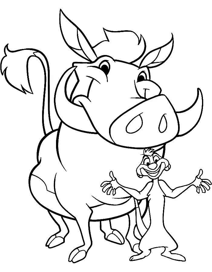 Çocuklar İçin Timon ve Pumbaa Boyama Sayfaları 