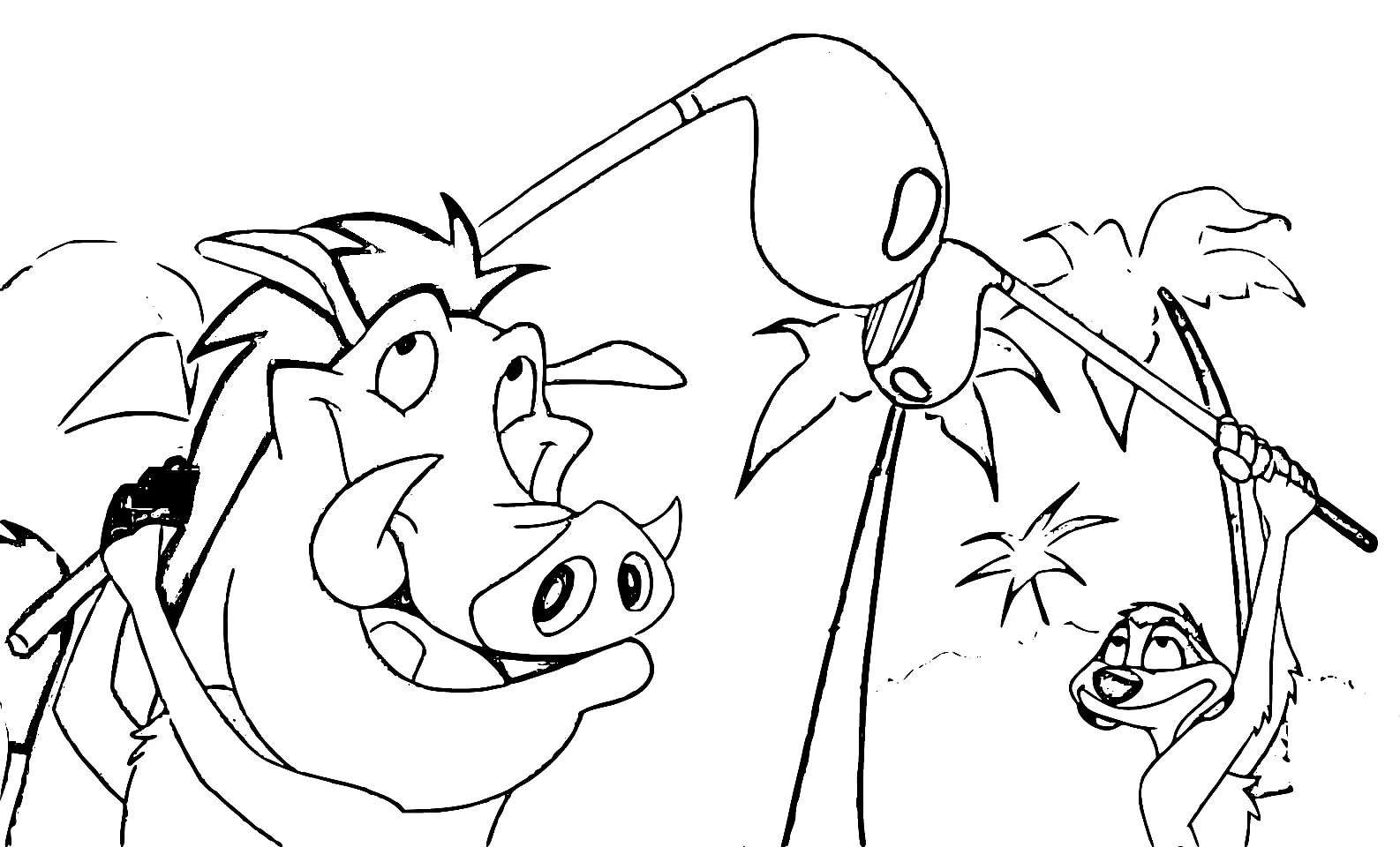 Çocuklar İçin Timon ve Pumbaa Boyama Sayfaları 