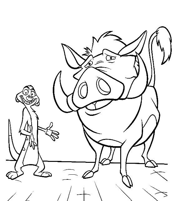 Çocuklar İçin Timon ve Pumbaa Boyama Sayfaları 