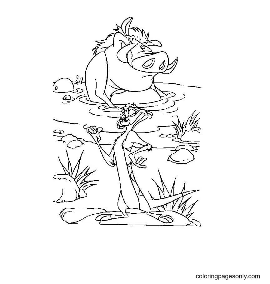 Çocuklar İçin Timon ve Pumbaa Boyama Sayfaları 