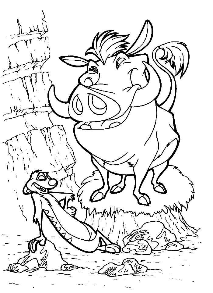 Çocuklar İçin Timon ve Pumbaa Boyama Sayfaları 