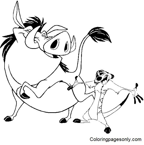 Çocuklar İçin Timon ve Pumbaa Boyama Sayfaları 