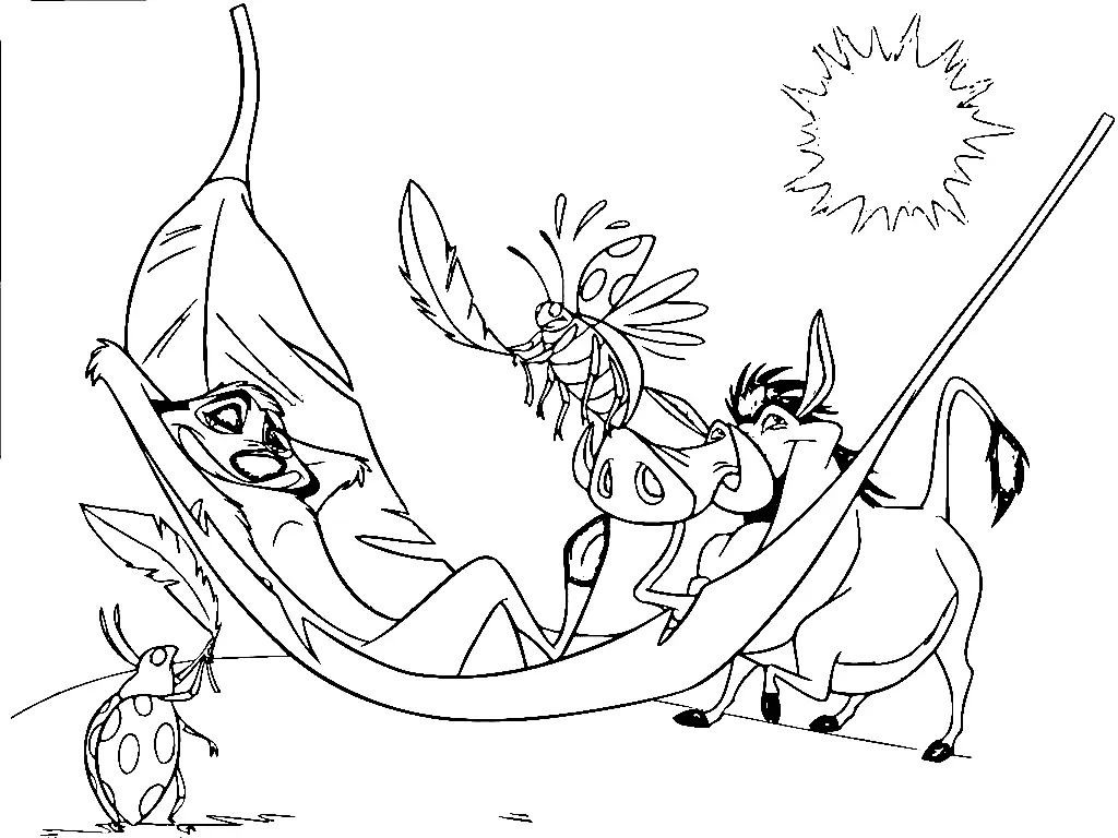 Çocuklar İçin Timon ve Pumbaa Boyama Sayfaları 