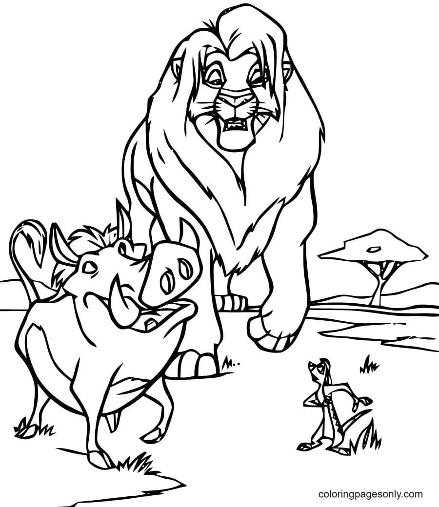 Çocuklar İçin Timon ve Pumbaa Boyama Sayfaları 