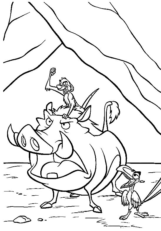 Çocuklar İçin Timon ve Pumbaa Boyama Sayfaları 