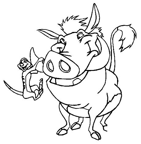 Çocuklar İçin Timon ve Pumbaa Boyama Sayfaları 