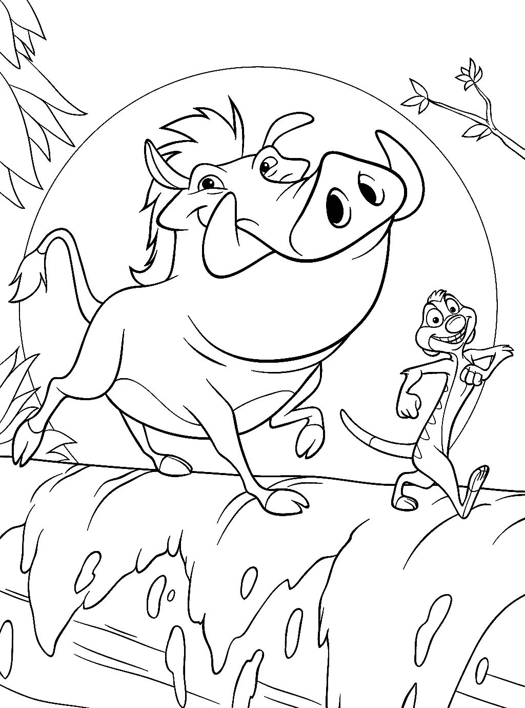 Çocuklar İçin Timon ve Pumbaa Boyama Sayfaları 