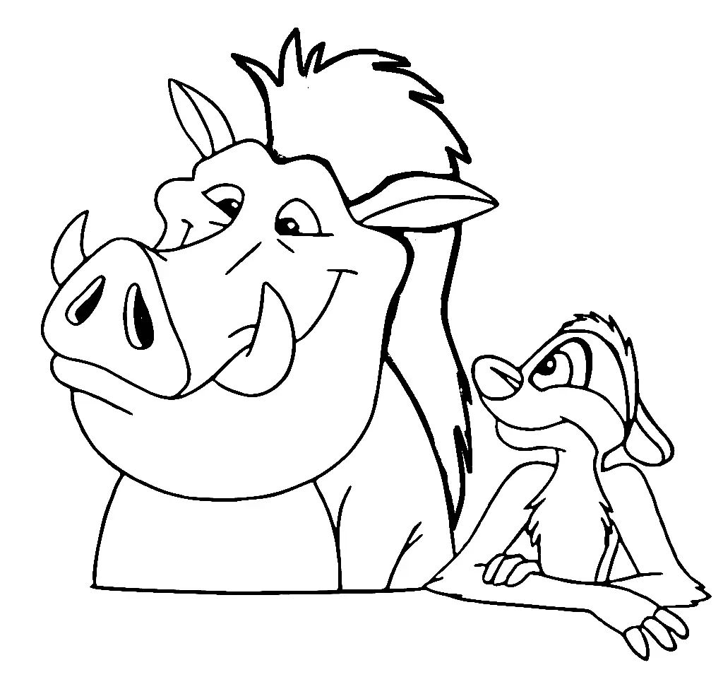 Çocuklar İçin Timon ve Pumbaa Boyama Sayfaları 