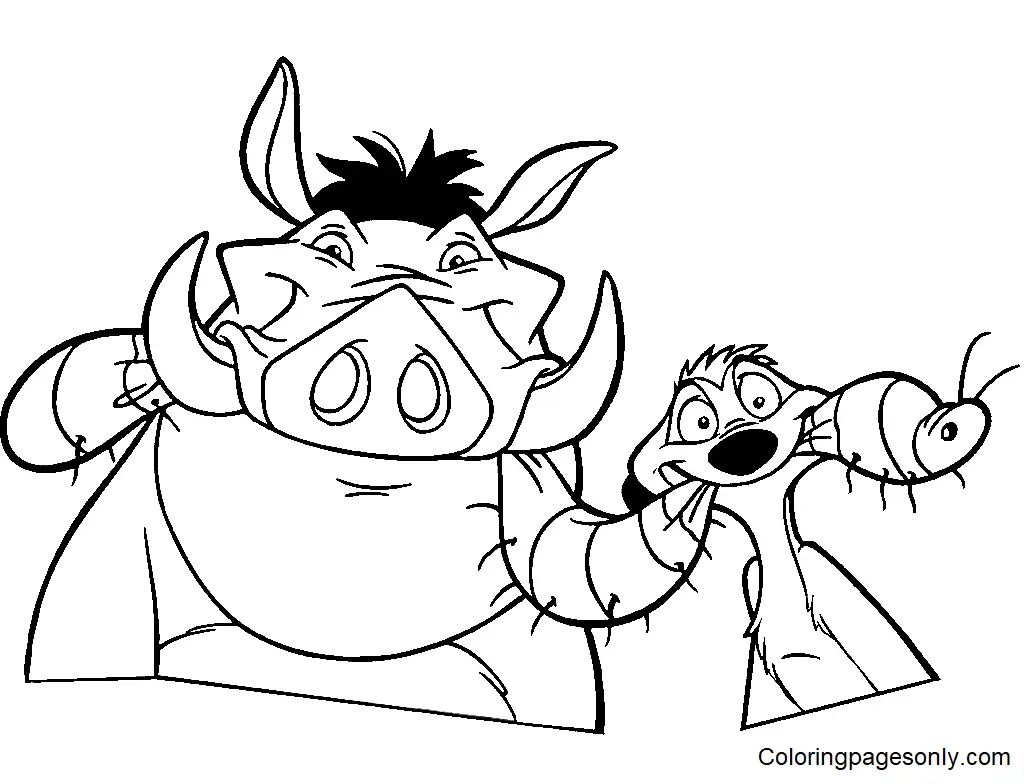 Çocuklar İçin Timon ve Pumbaa Boyama Sayfaları 