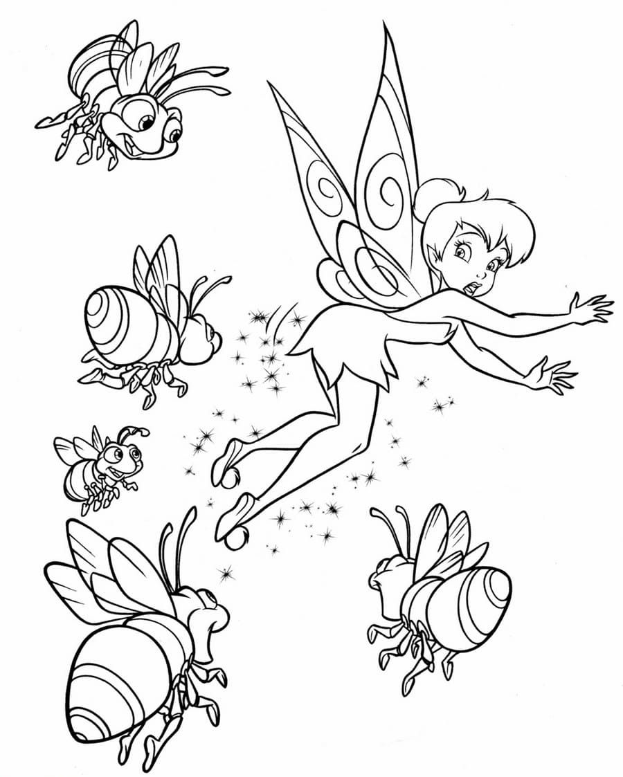 Çocuklar İçin Tinkerbell Boyama Sayfaları 