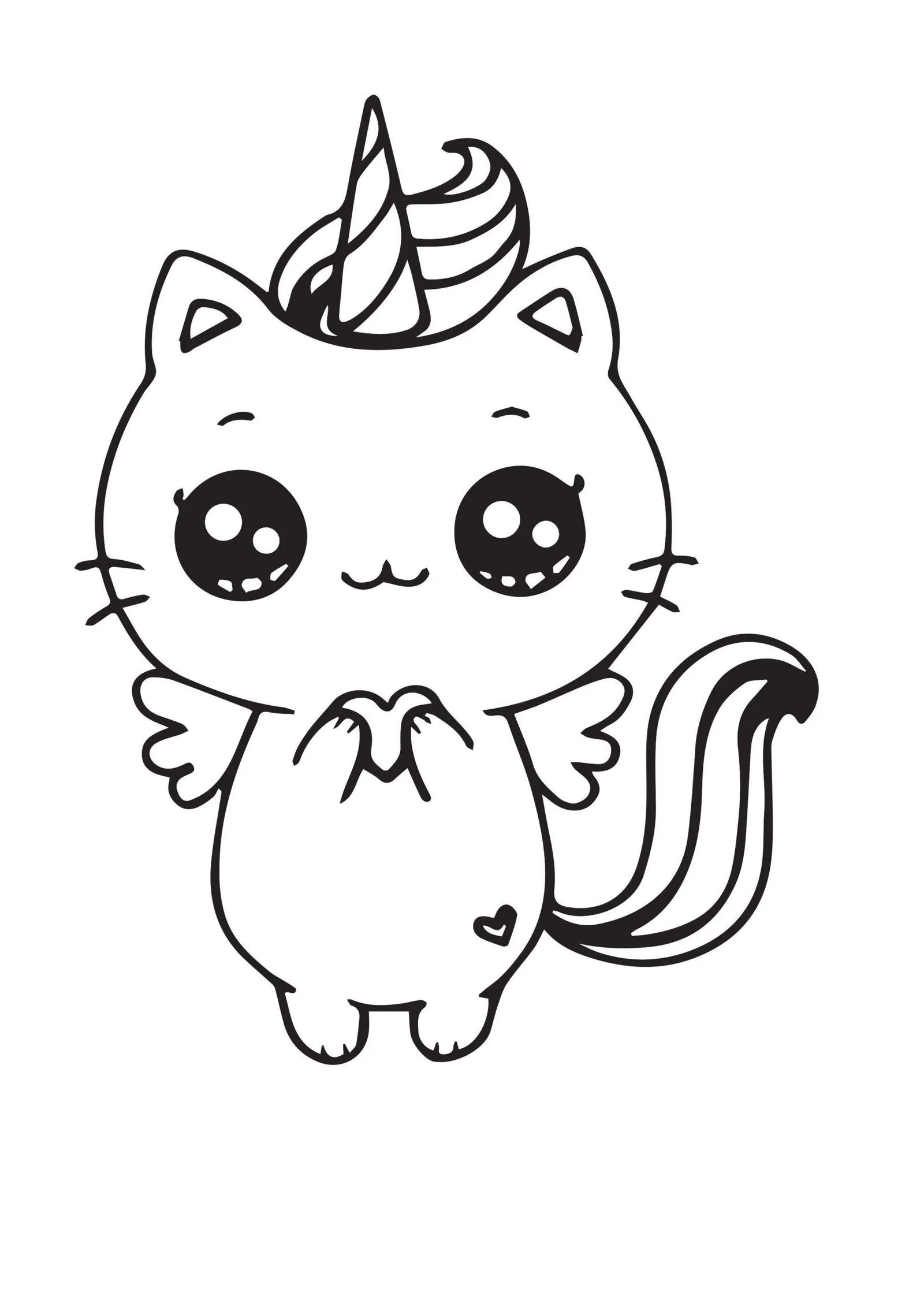 Çocuklar İçin Unicorn Kedi Boyama Sayfaları 