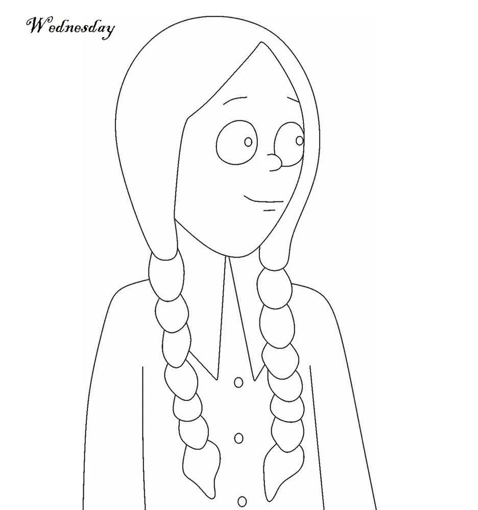 Çocuklar İçin Wednesday- Addams Boyama Sayfaları 