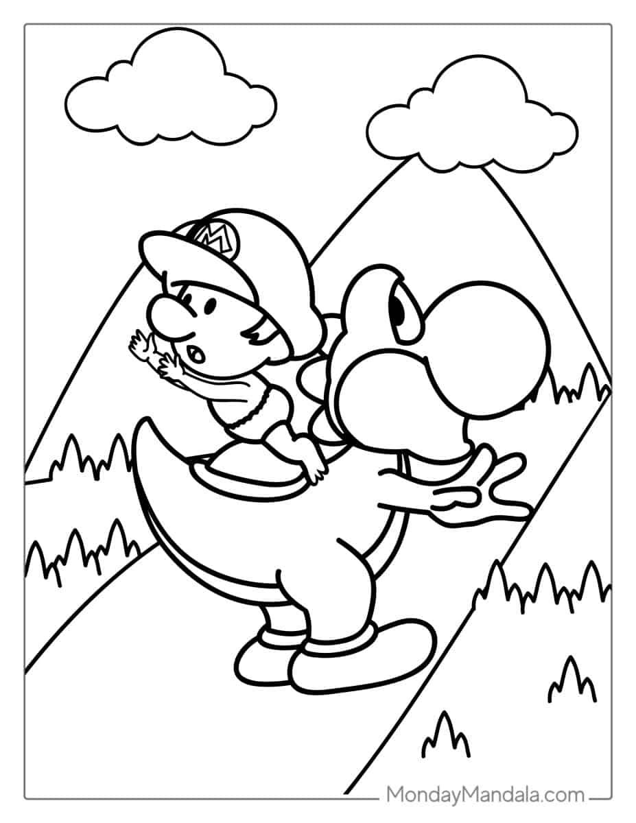 Çocuklar İçin Yoshi Boyama Sayfaları 
