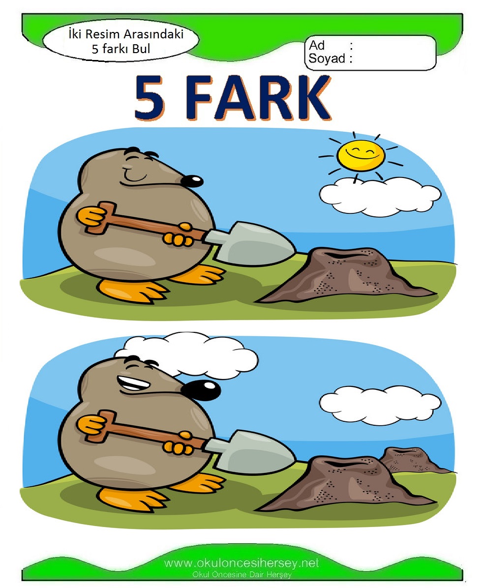 İki Resim Arasındaki 5 Farkı Bul