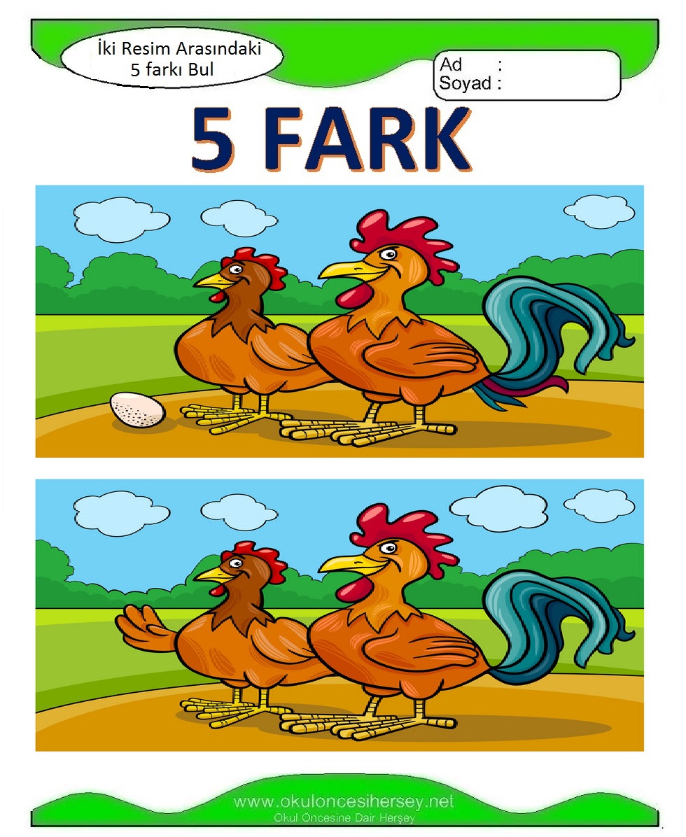 İki Resim Arasındaki 5 Farkı Bul