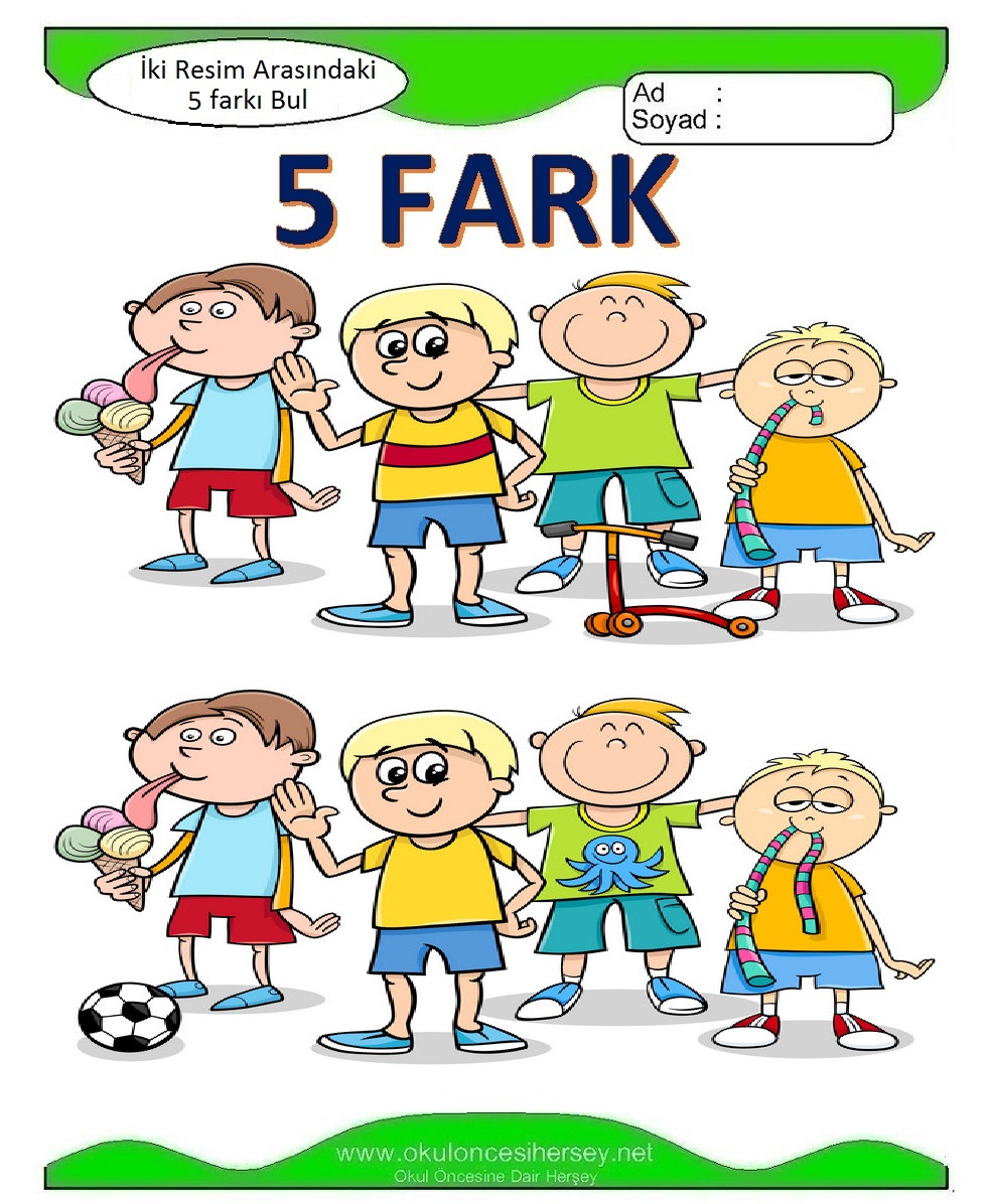 İki Resim Arasındaki 5 Farkı Bul