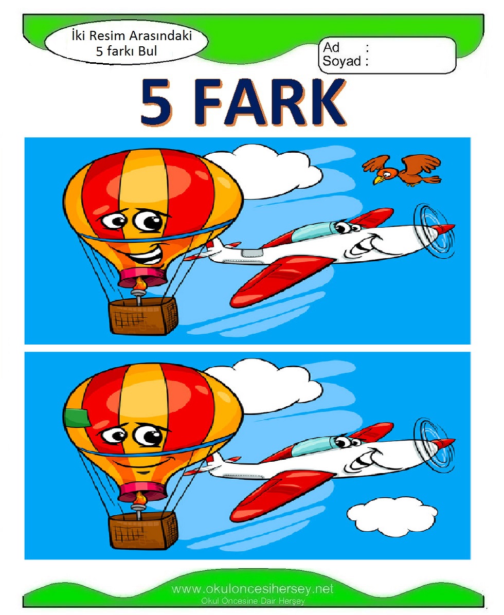 İki Resim Arasındaki 5 Farkı Bul