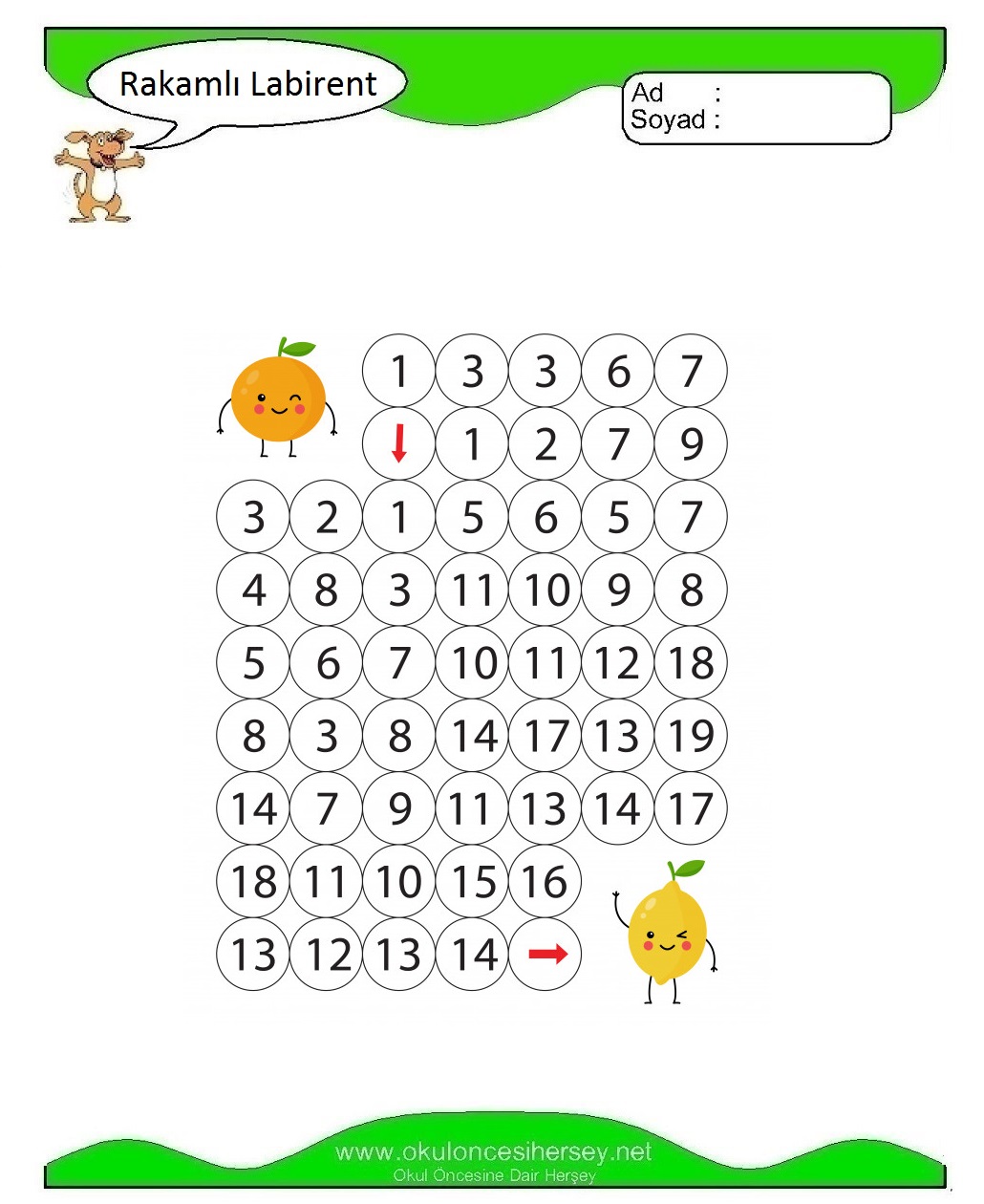 Rakamlı Labirent Bulmaca