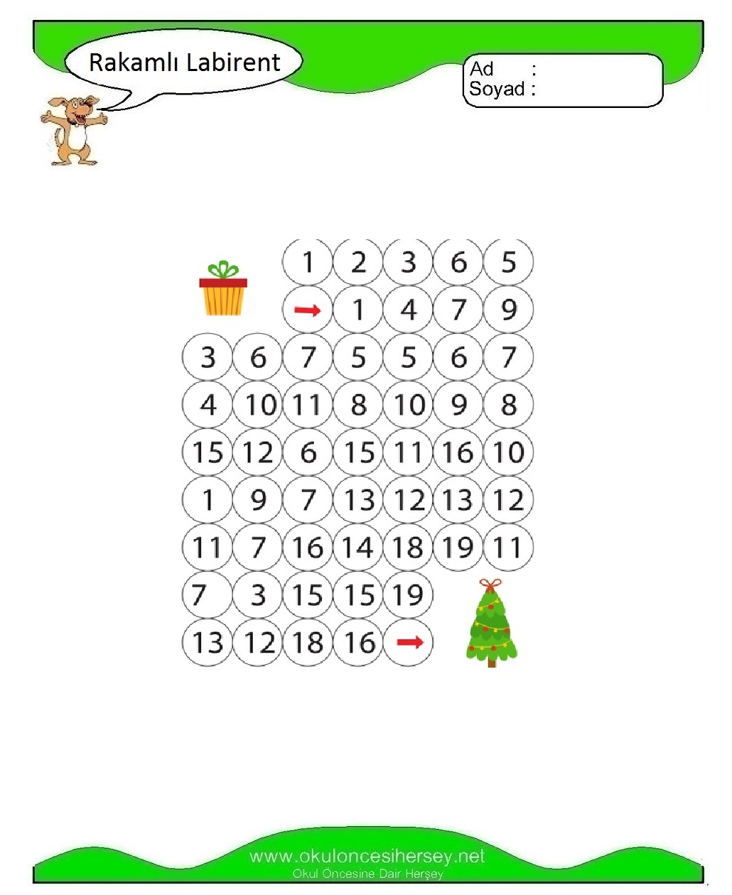 Rakamlı Labirent Bulmaca