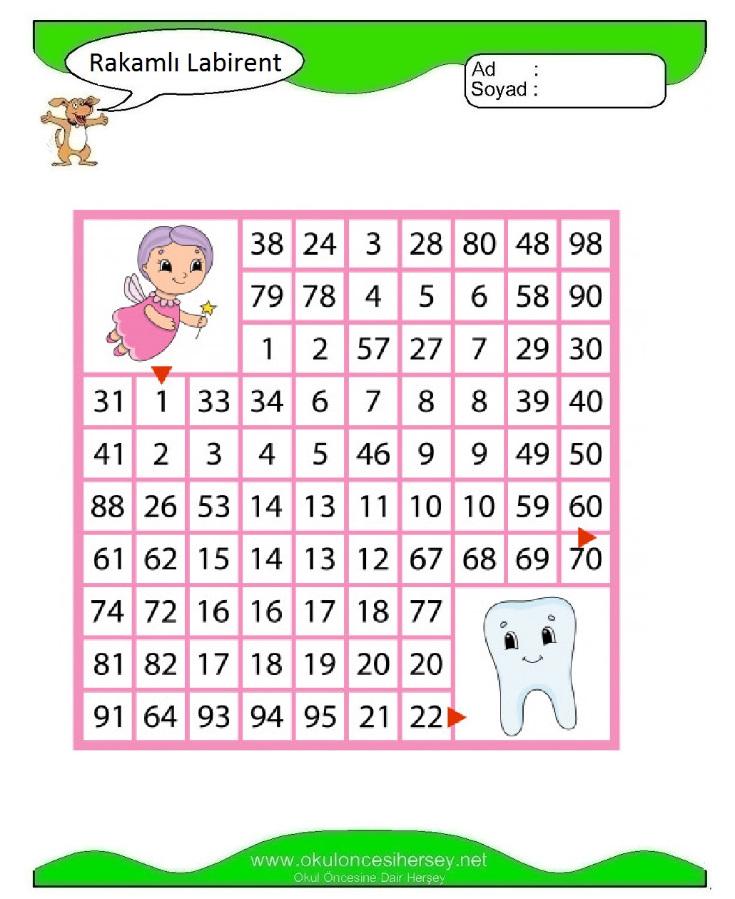 Rakamlı Labirent Bulmaca