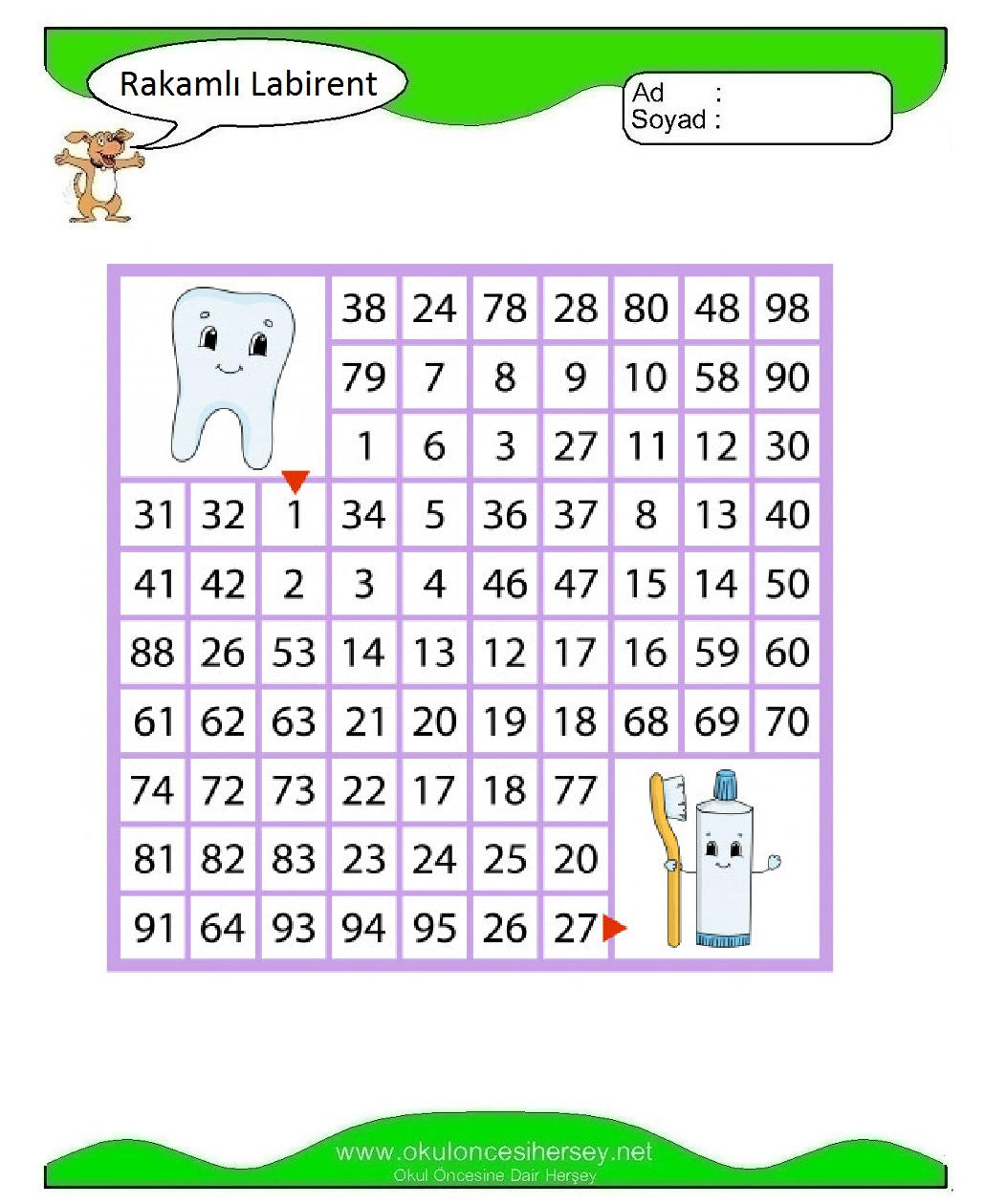 Rakamlı Labirent Bulmaca