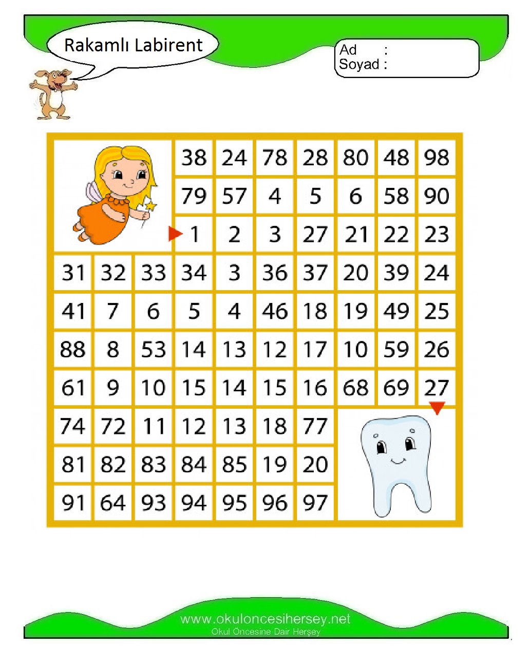 Rakamlı Labirent Bulmaca