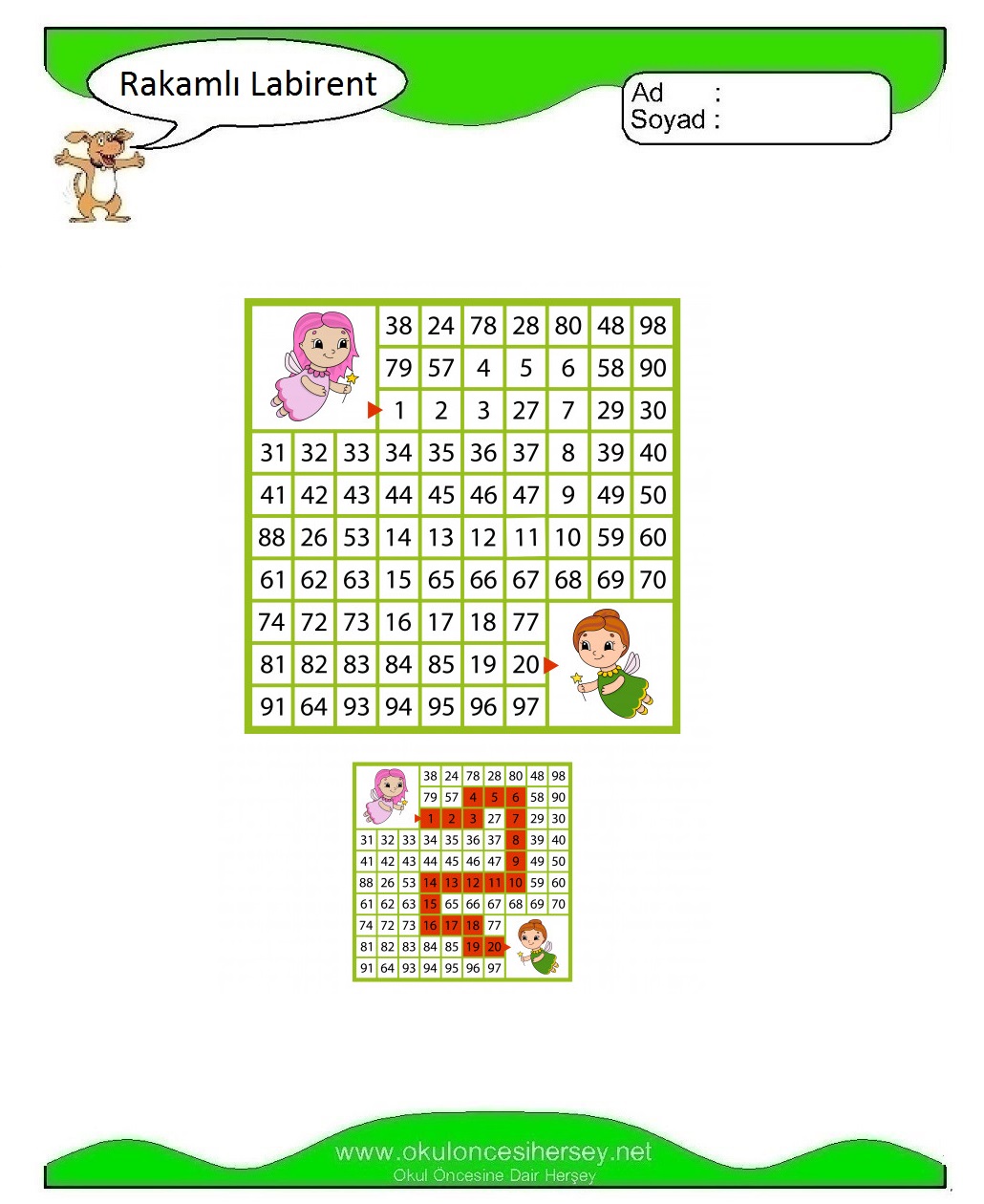 Rakamlı Labirent Bulmaca