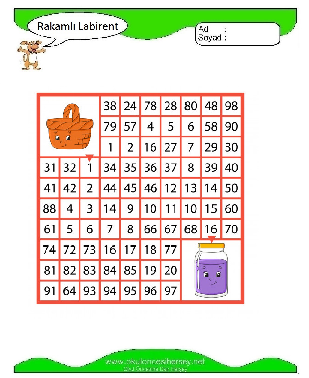 Rakamlı Labirent Bulmaca