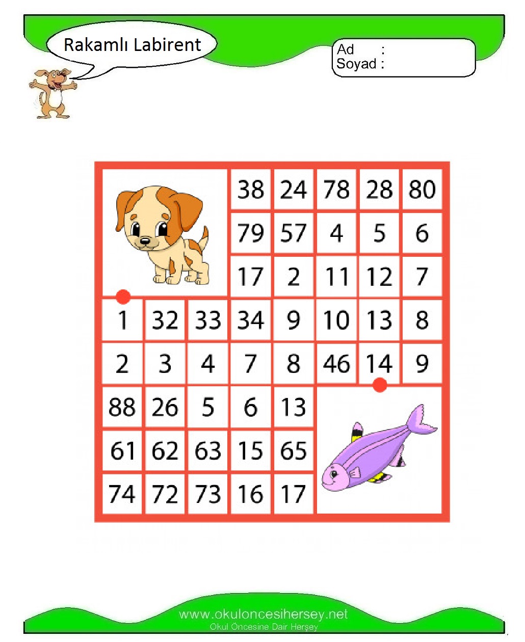 Rakamlı Labirent Bulmaca