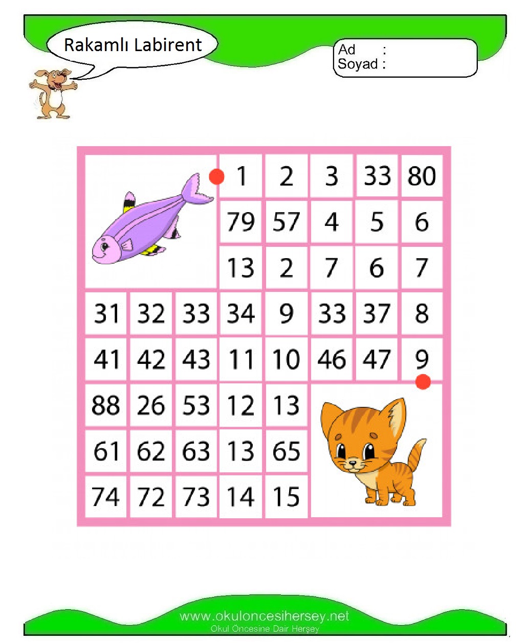 Rakamlı Labirent Bulmaca