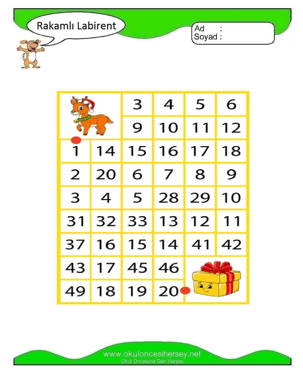 Rakamlı Labirent Bulmaca