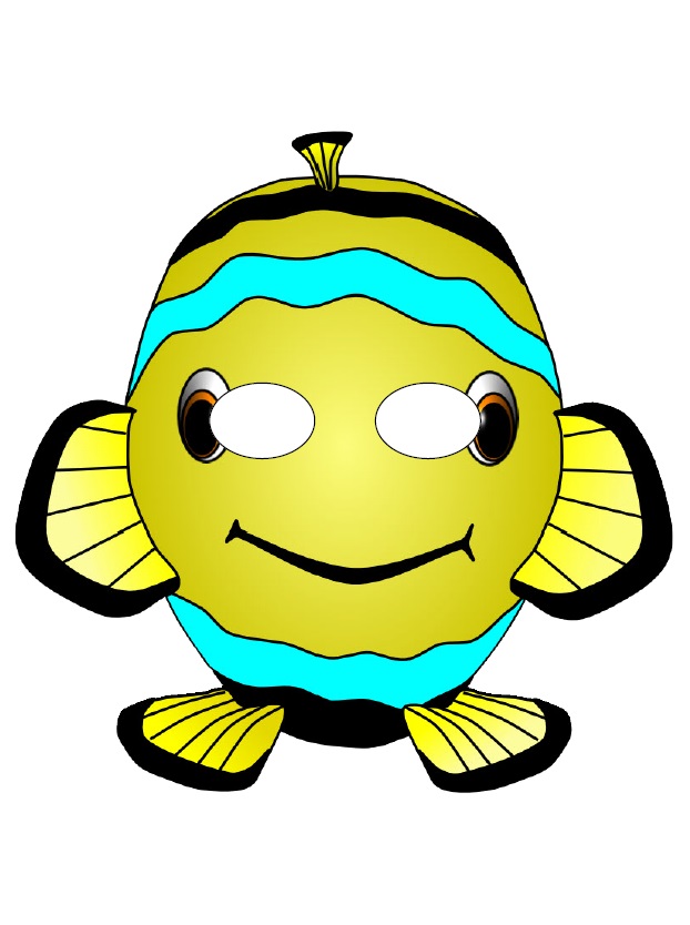 Çocuklar İçin  Deniz Canlıları Hazır Maske Şablonları 