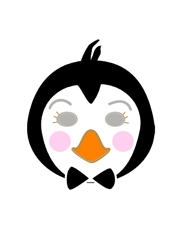 Çocuklar İçin  Penguen Hazır Maske Şablonları 