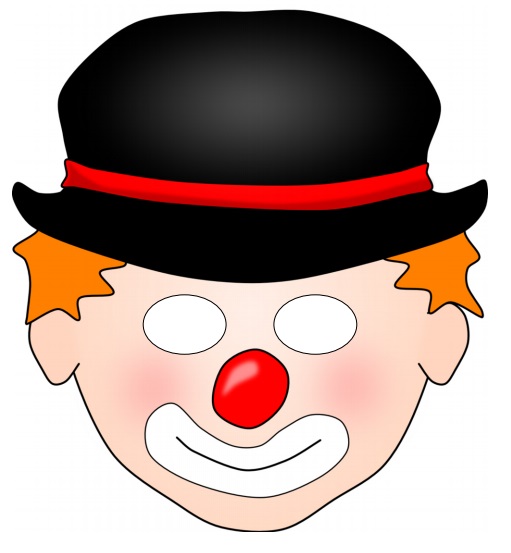 çocuklar için hazır kağıttan Palyanço maskesi şablonu