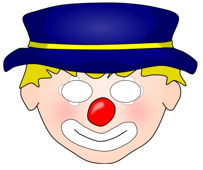 çocuklar için hazır kağıttan Palyanço maskesi şablonu