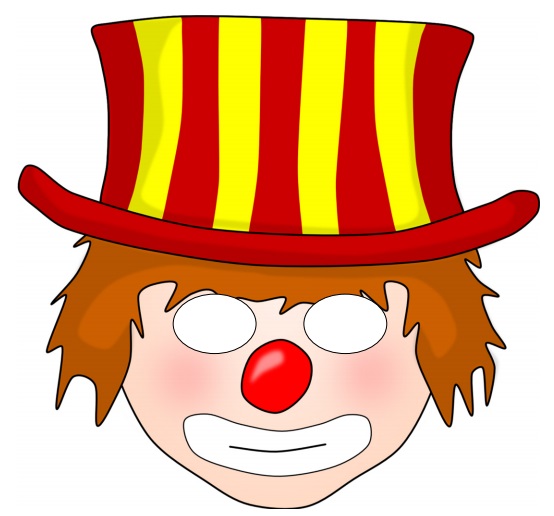 çocuklar için hazır kağıttan Palyanço maskesi şablonu